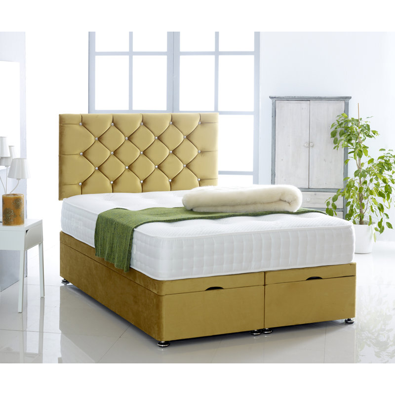 Ted Upholstered Ottoman Storage Bed, Kingsize (5'), Mustard