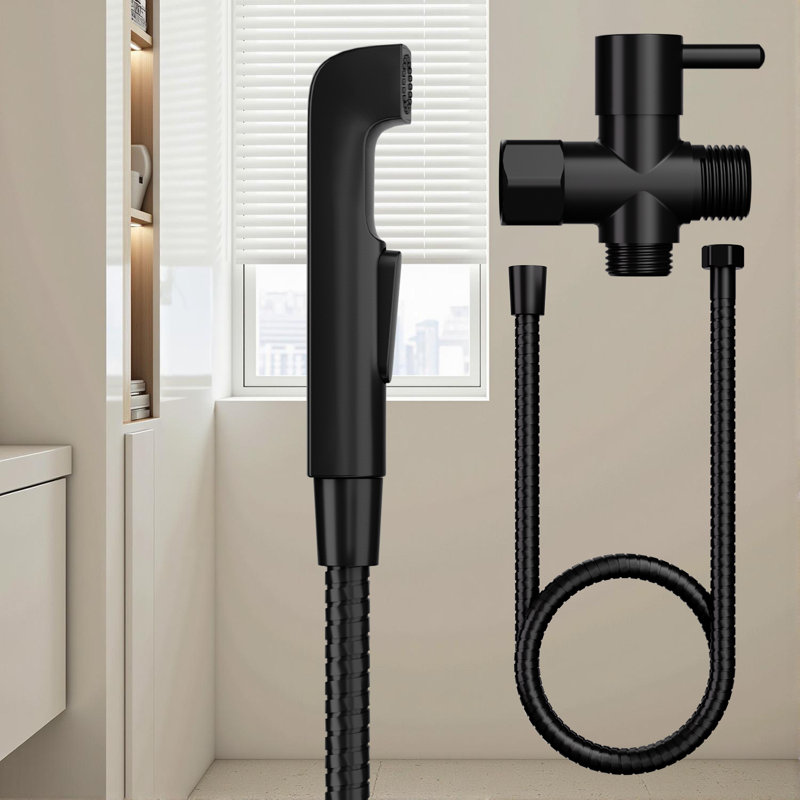 Vaporisateur de bidet à mode simple avec tuyau de 59 po, Noir mat