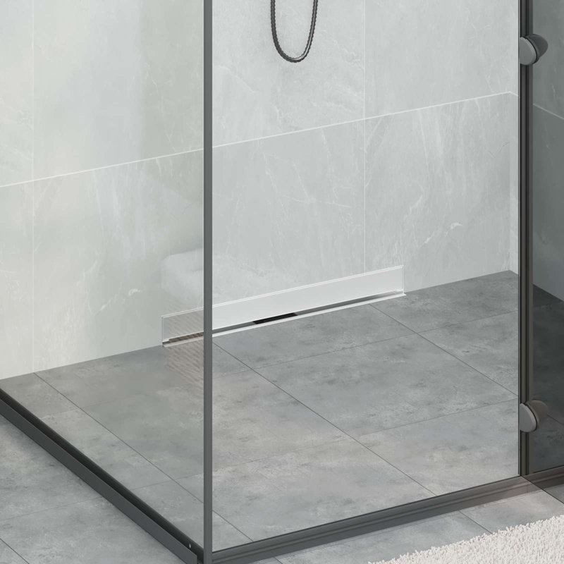  Wall Mounted Shower Drain Silver Stainless Steel 304 Bathroom Drainage