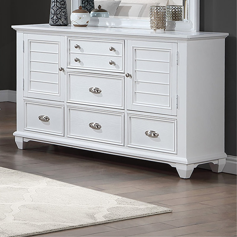 Commode blanche (1 pièce) en bois massif, design décoratif, style contemporain
