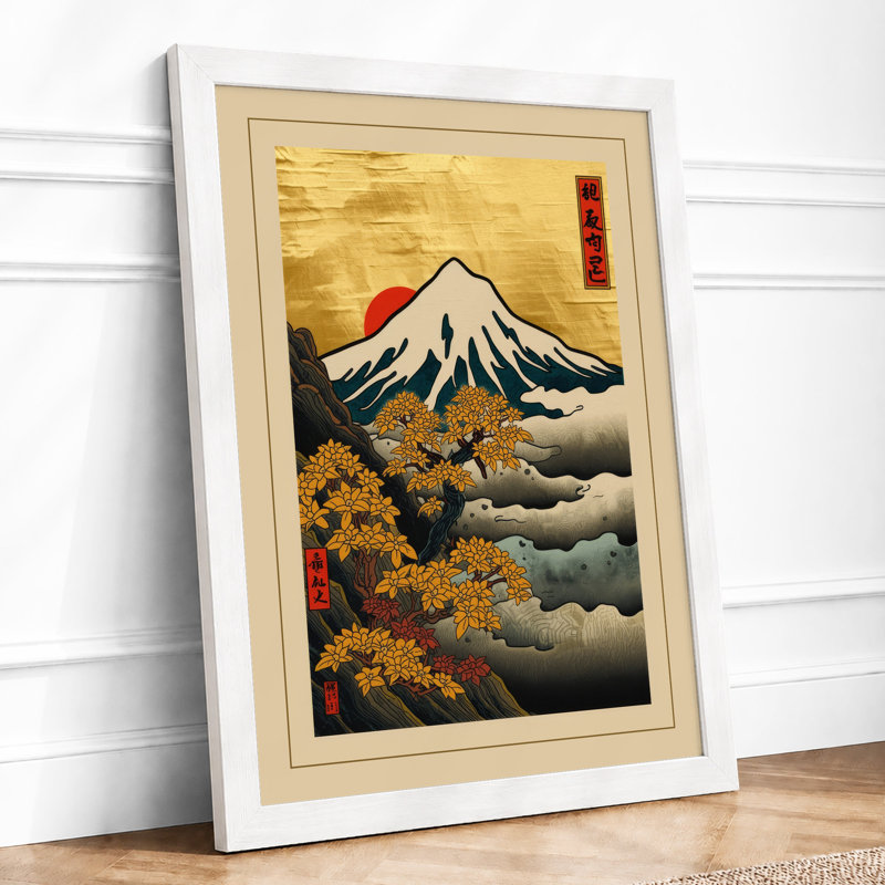 Mount Fuji In Mist Japandi - Print, A2 - 59.4 x 42.0 cm, White