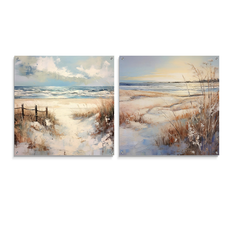Coastal Beach Charm Retreat V - ensemble de 2 verres muraux en acrylique Coastal Beach, H 16 po x l 33 po