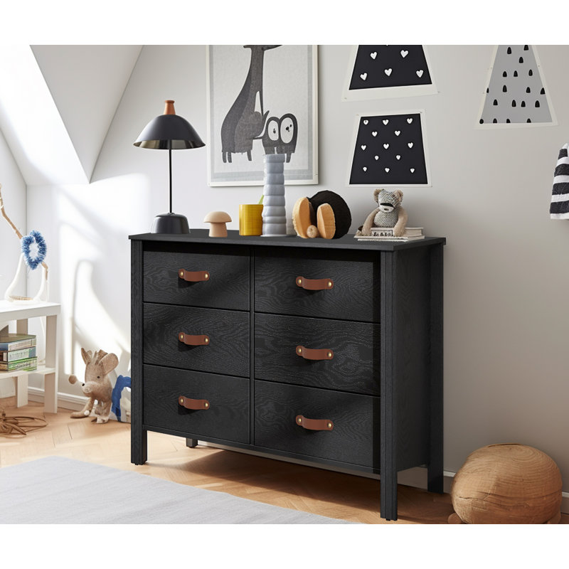 Commode 6 tiroirs Ashae, Noir