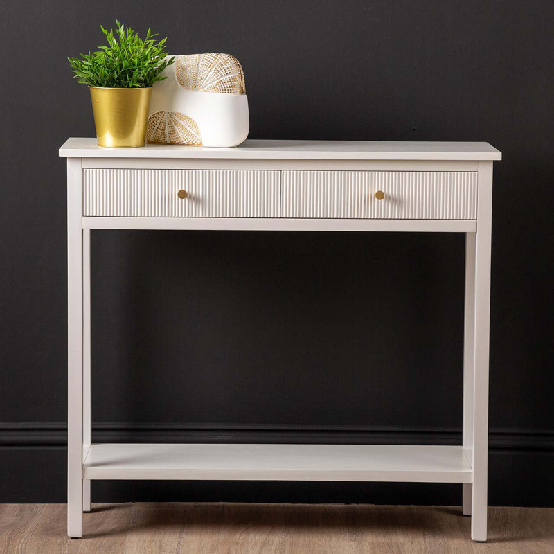 90cm Console Table for Living Room Furniture, 2 Drawers Hallway Table, White