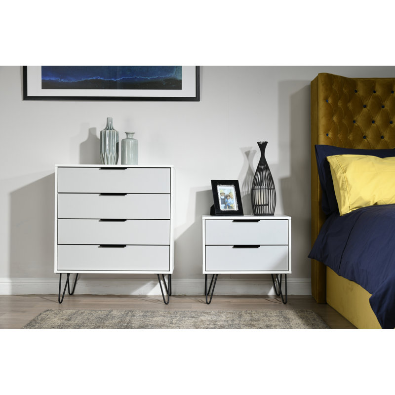 Fully Assembled Myakka 2 Drawer Bedside Table, Walnut