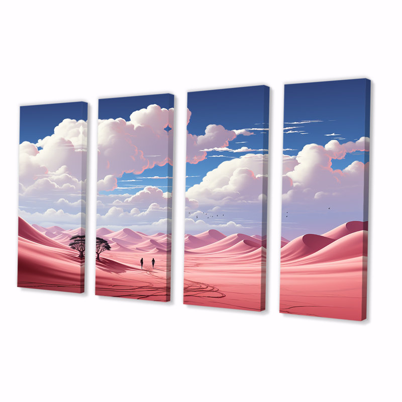 Désert du désert au crépuscule désertique - paysages spatiaux 4 pièces, H 32 po x l 64 po