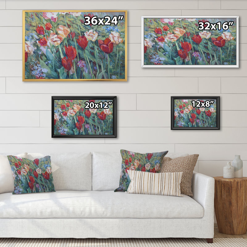 «Blossoming Poppies in the Fields», reproduction sur toile, H 8 po x l 12 po x P 1 po, Cadre flottant doré