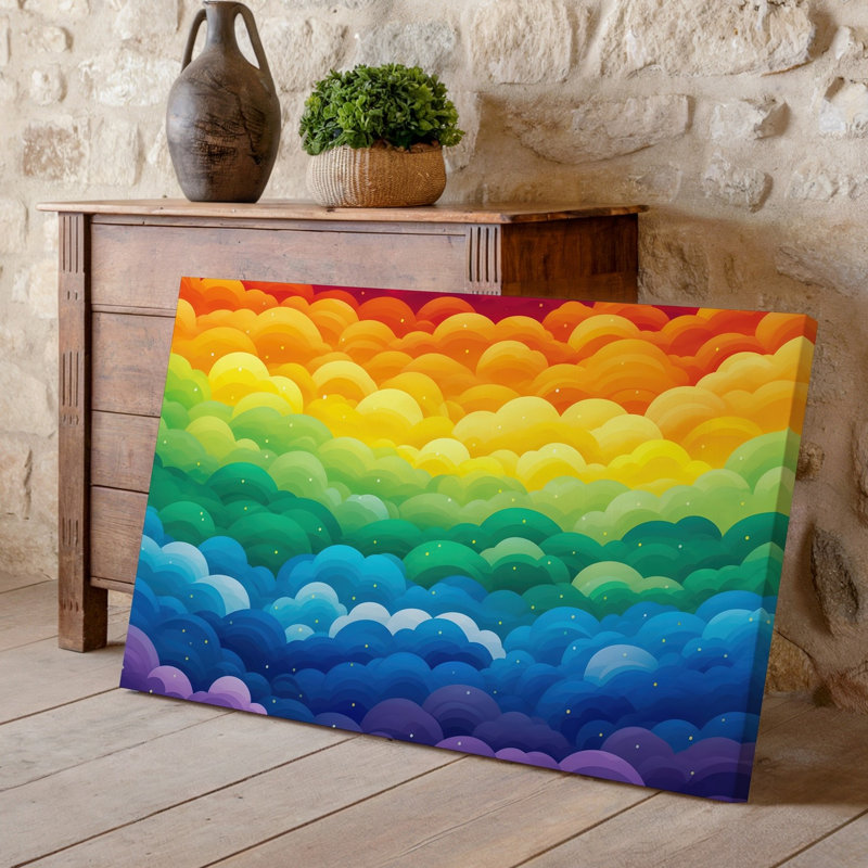 Reproduction d'art sur toile, un dégradé abstrait et vibrant rempli de nuages tourbillonnants, art transitionnel rouge foncé et orange sur toile