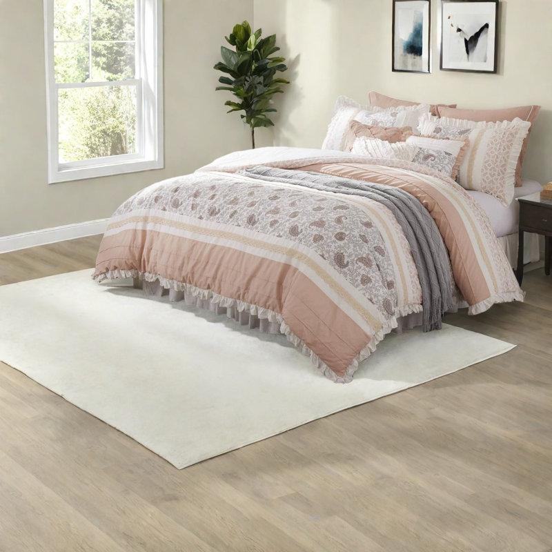 Ensemble de literie d'une seule pièce, grand lit en coton percale maison de campagne