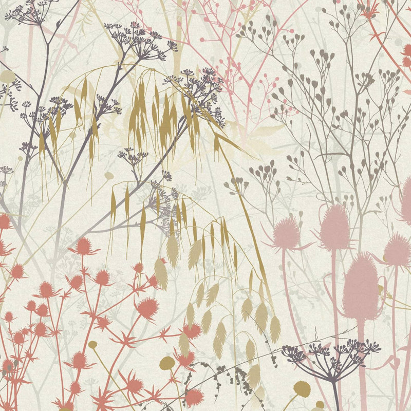 Clarissa Hulse Summer Border Floral Wallpaper, Beige/Green/Pink