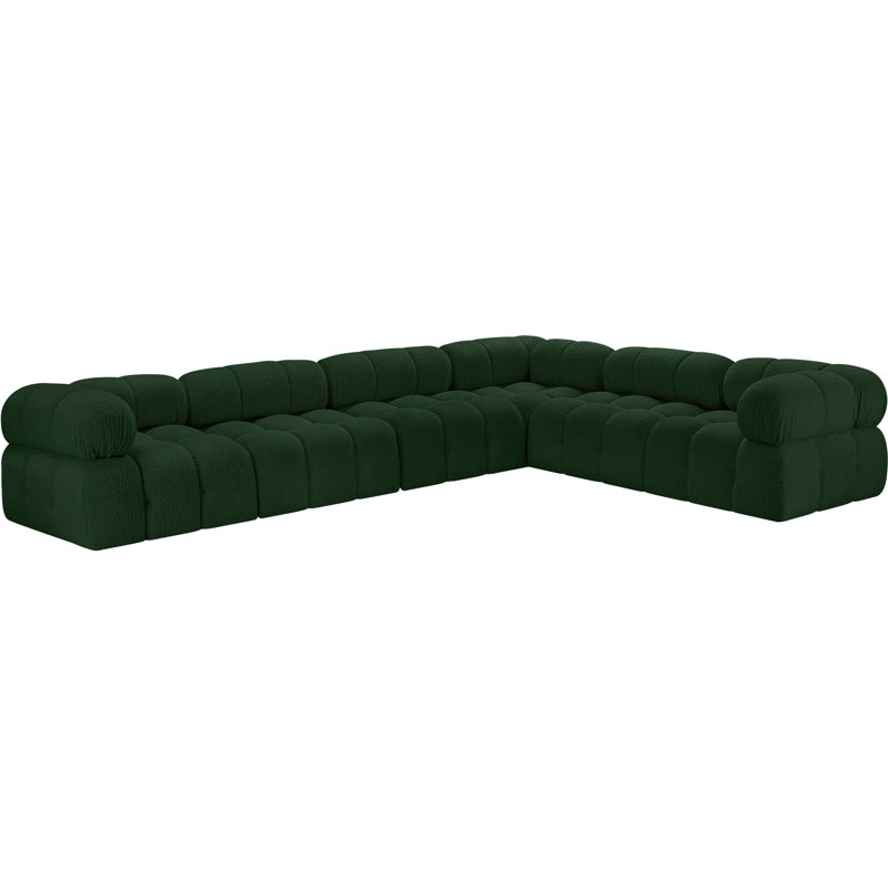 Ames Upholstered Sofa, Green Boucle Fabric, 3 Armless, 3 Corner