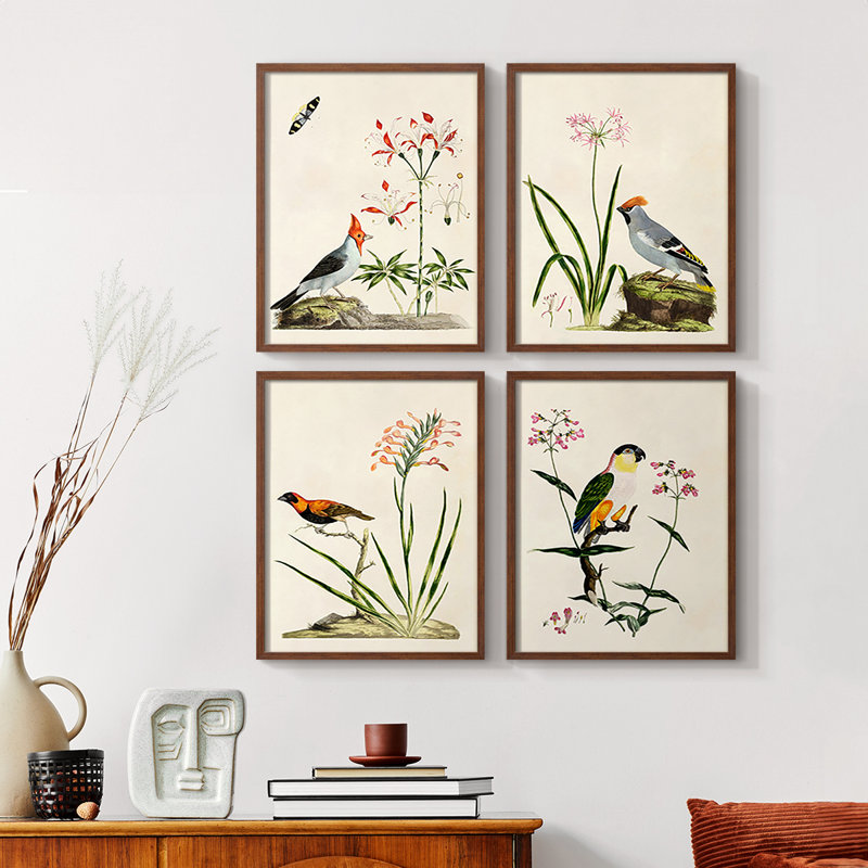 Avant Mod I Framed Print - Set of 4, Walnut, 10" H x 32" W