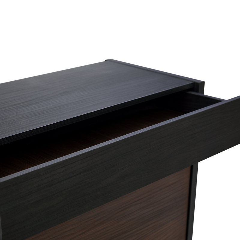 Rangement à chaussures extensible et rotatif avec 1 tiroir, armoire d'angle à 90 degrés pour l'espace de vie, couloir, entrée, pièce réglable en noyer noir de 32,5 po à 58,8 po, zone entrante, foncé