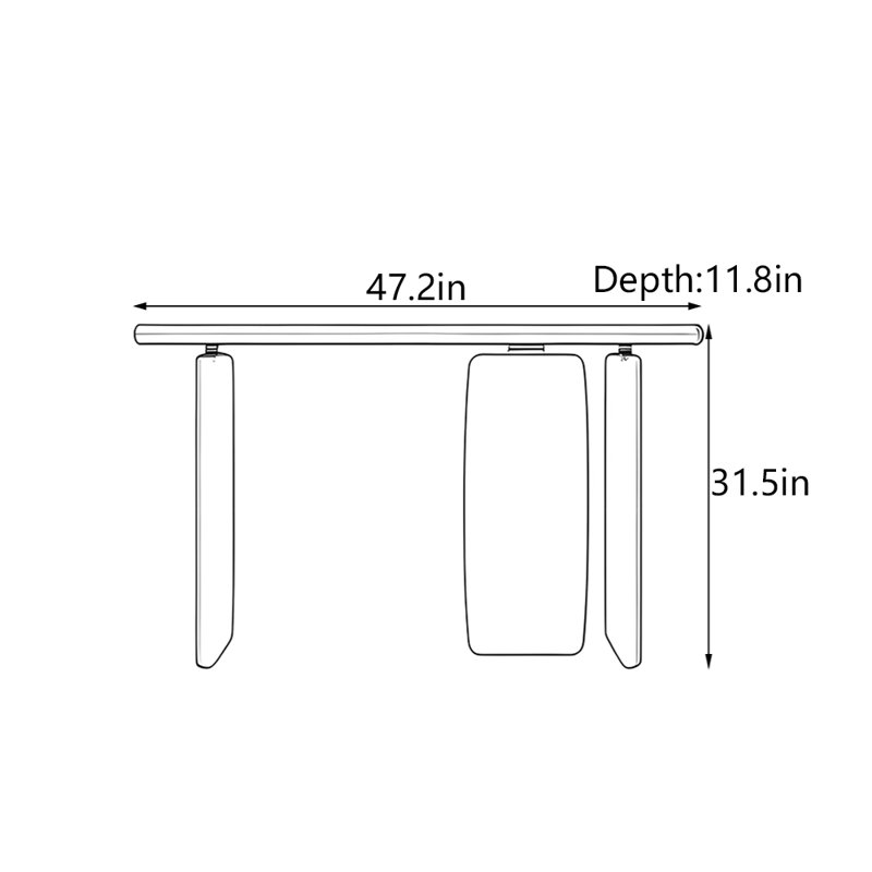 Console en bois de pin massif, H 31,5 po x l 47,2 po x P 11,8 po