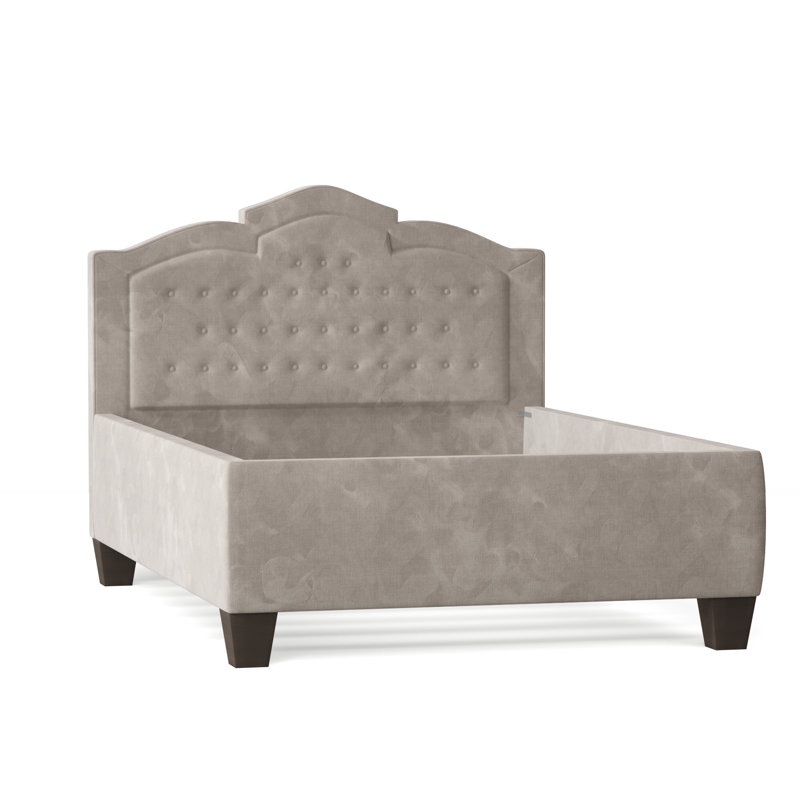 Sheila Upholstered Bed, Queen, Bella Black Performance Velvet, Brown Mahogany