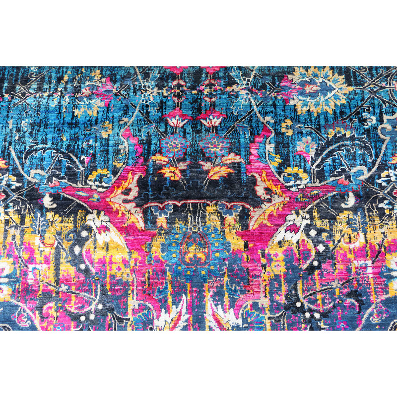 Handmade Silk and Wool Area Rug, Rectangle 9' x 12'