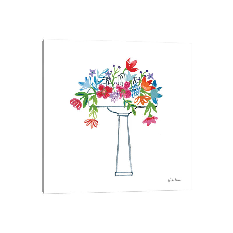 Floral Bathroom II by Farida Zaman - Painting on Canvas, 93.98cm H x 93.98cm W x 1.91cm D, Wrapped Canvas