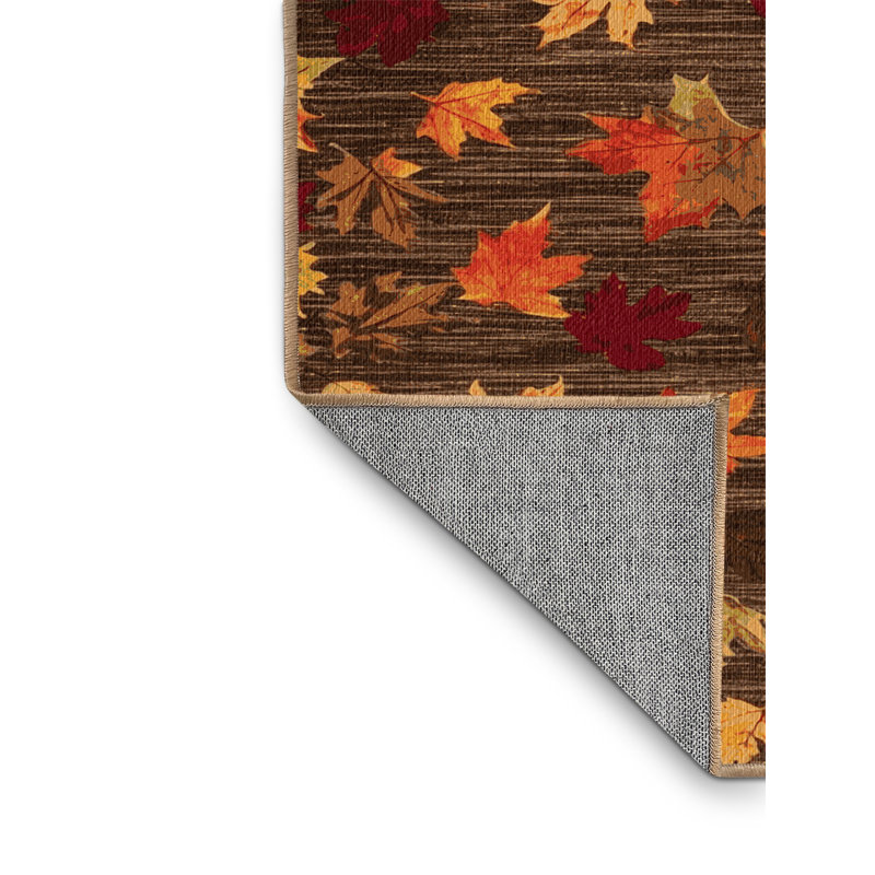  Tapis lavable feuilles d'automne, Rond 7 pi