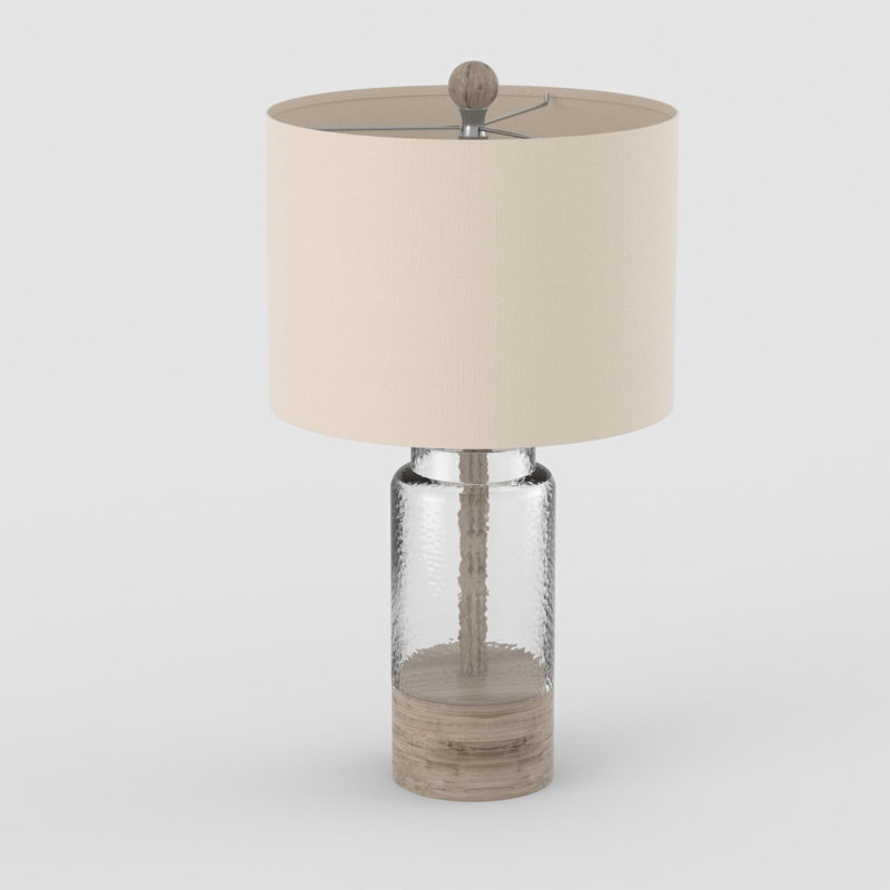 Coleridge 24" Modern Farmhouse Glass Table Lamp 3-Way Dimmable USB Port for Bedroom Living Room