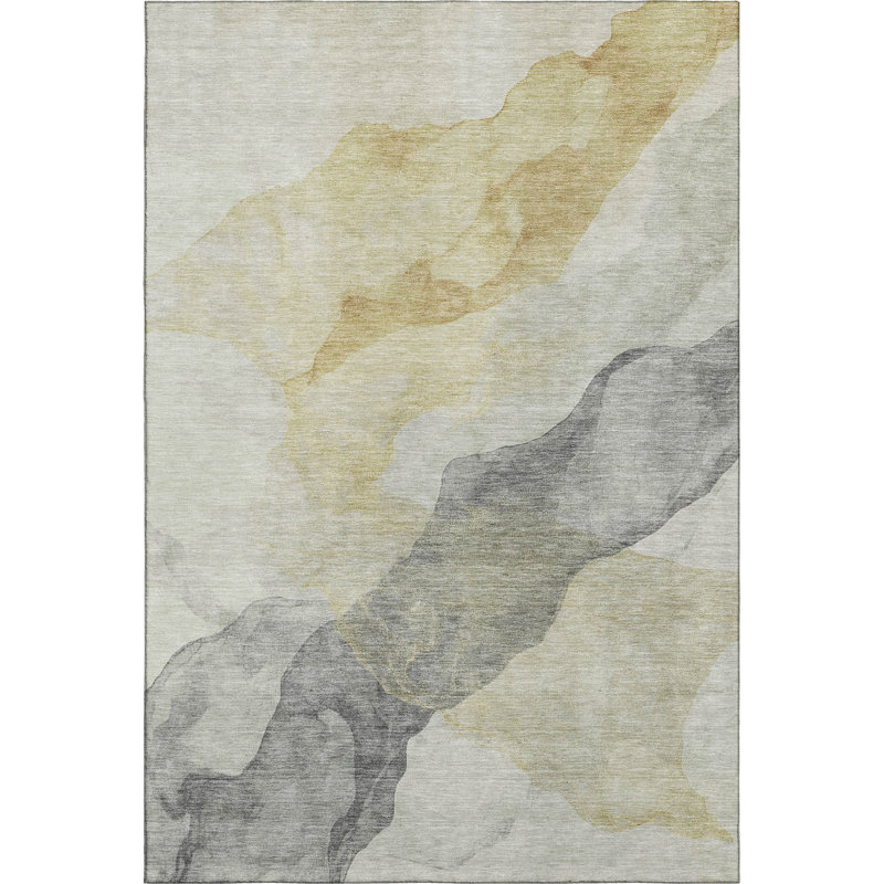 Premium Machine Washable Mayfield AMF2109 Abstract Rug, 8' x 10', Beige