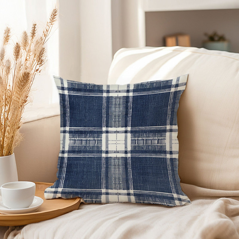 Abstract Navy Blue Plaid Pattern III Modern