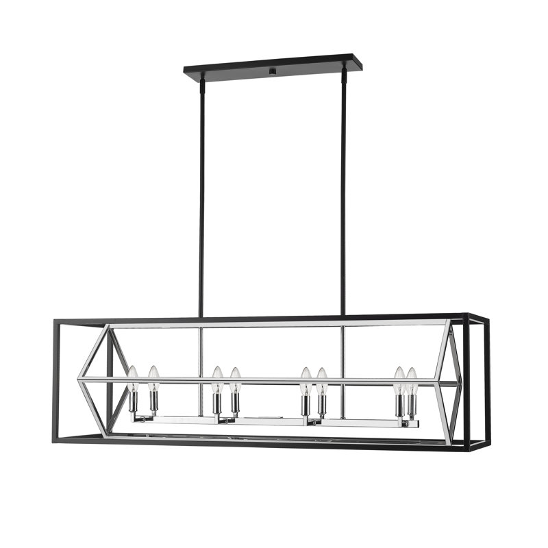 Goulart 8 - Light Kitchen Island Pendant, Chrome/Matte Black