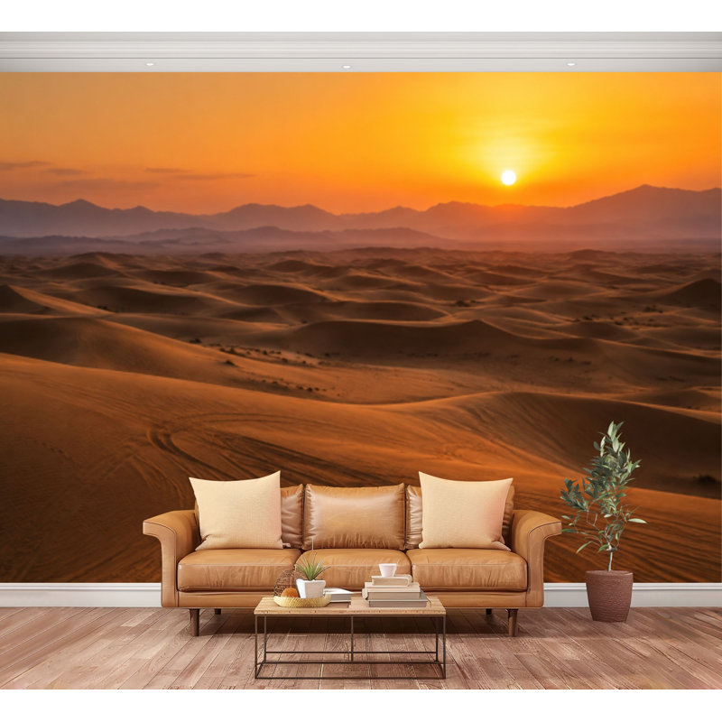 Papier peint adhésif auto-adhésif amovible coucher de soleil coucher de soleil désert pour chambre à coucher H 100 po x l 144 po