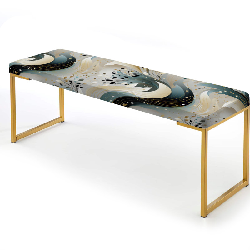 Green And White Sparkling Dazzle Glamour - Glam Upholstered Gold Bench
