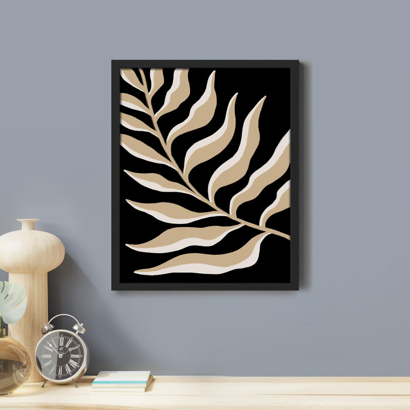 «Abstract Modern Black and Beige Botanical» sur papier, Naturel, H 14 po x l 11 po