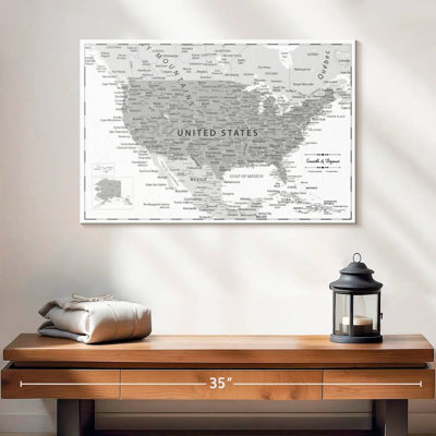 Carte des États-Unis personnalisée avec punaise grise