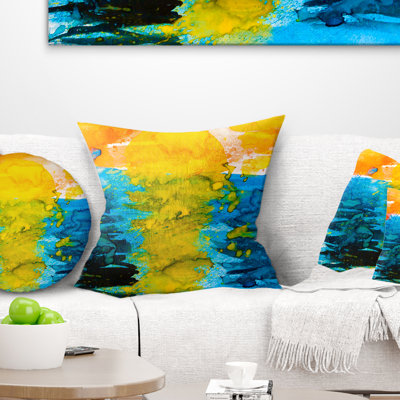 Sea Texture in Yellow Blue - Abstract Printed Pillow