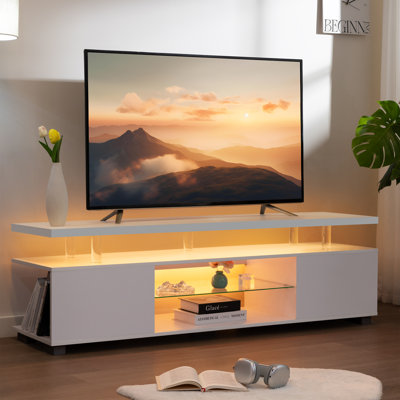Meuble télé à DEL Meuble télé blanc avec rangement Meuble télé moderne avec rangement pour téléviseur 65/70/75 po