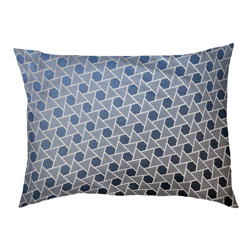 Coussin de lit à triangles hexagonals Byrge, Petit (l 28 po x P 18 po x H 6 po), Noir / Bleu, Polyester