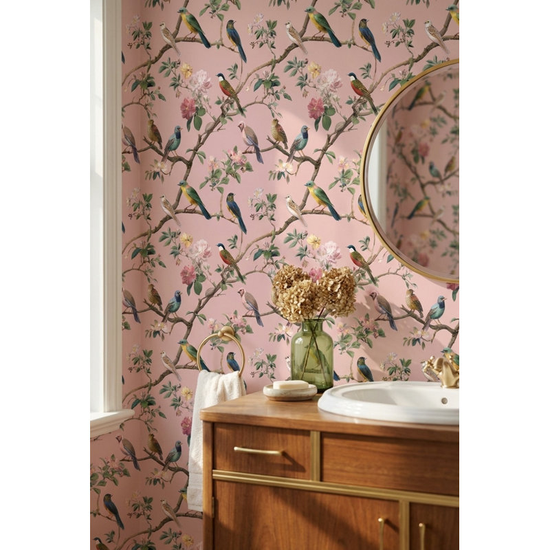 Papier peint floral avec oiseaux