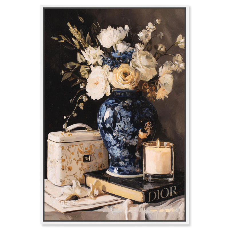 «Beautiful Vase Candles Kitchen Decor» par Art Remedy, H 15 po x l 10 po, Cadre argenté