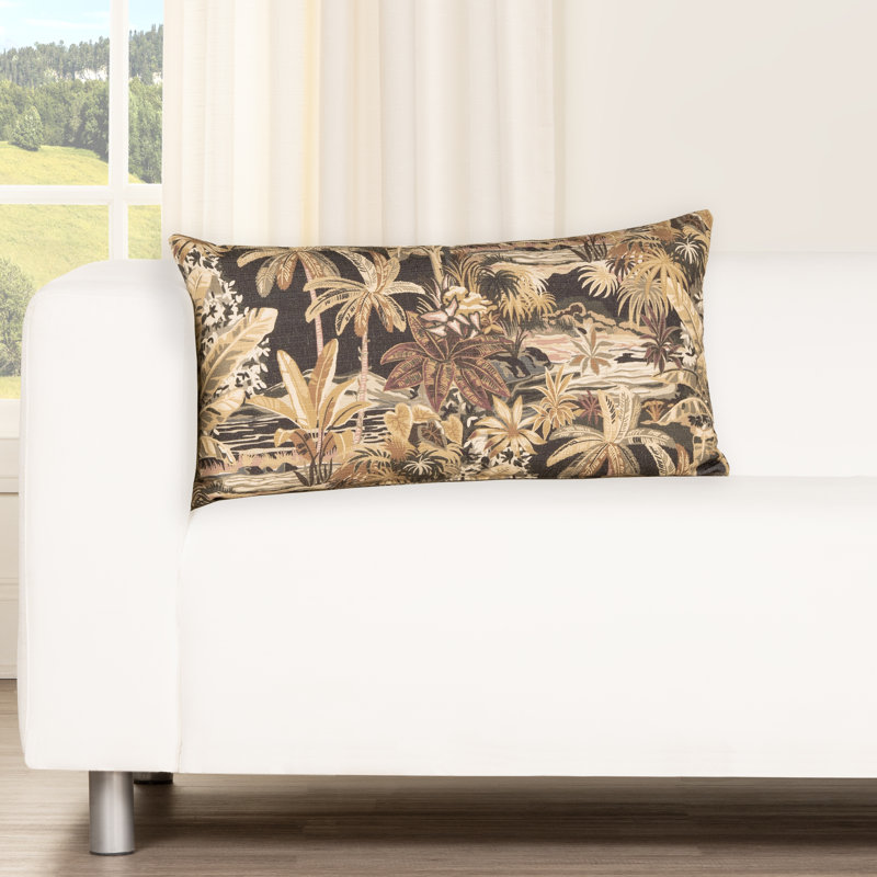 Coussin décoratif Borassa, 26 po x 14 po, Plumes, Onyx