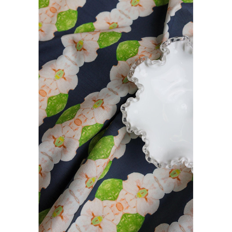 Flowering Dogwoods Square Pillow Cover & Insert, 22"H x 22"W, Navy Floral