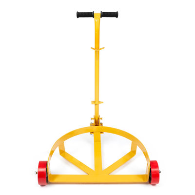 Heavy Duty 55 Gallon Drum Dolly Cart - 1200 Lbs Load Capacity, Yellow Steel Barrel Caddy with Adjustable Handle & Locking Wheels for Warehouse