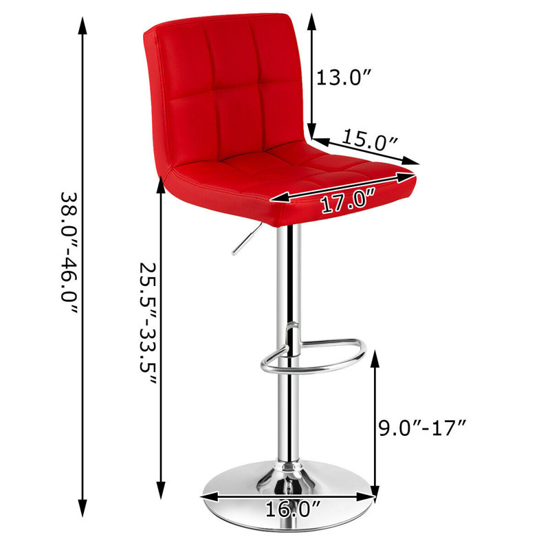 Stuart Swivel Upholstered Adjustable Height Counter Stool with Metal Frame, Red