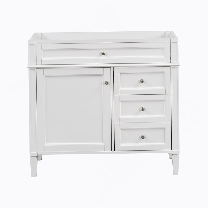 Meuble-lavabo de 36 po sans lavabo supérieur, armoire de rangement moderne avec 2 tiroirs et un tiroir rabattable, structure en bois massif