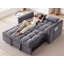 Canapé-lit convertible 3-en-1, canapé-lit double moderne en velours avec dossier réglable, sac de rangement et oreiller-1326986283