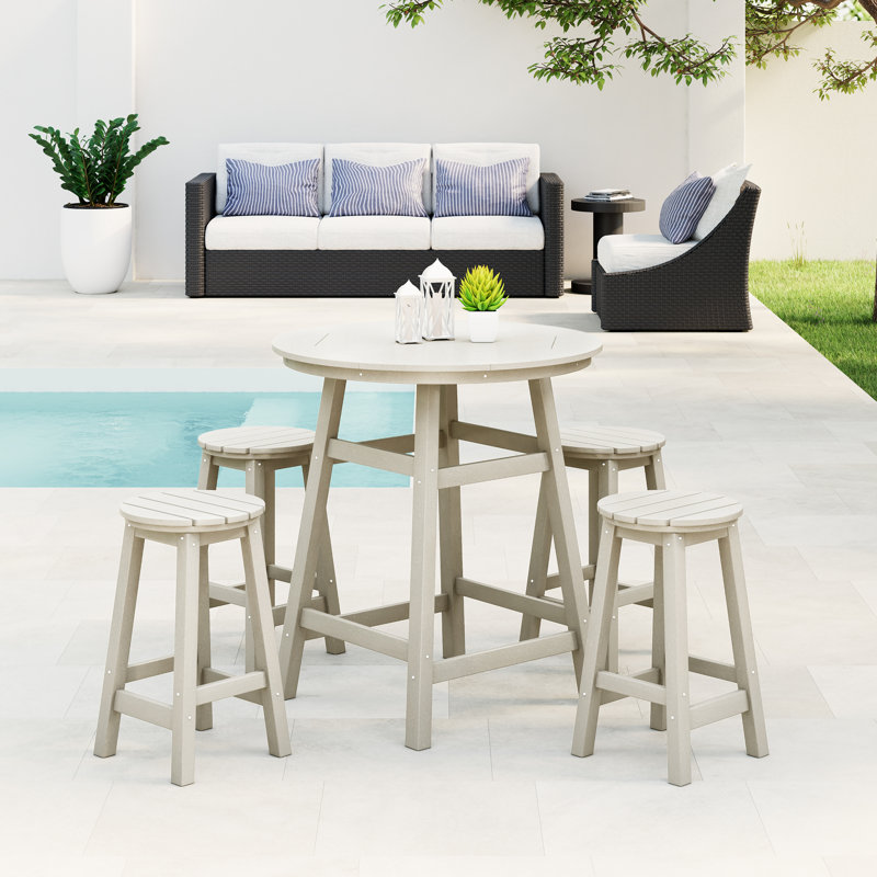 Laguna 5-Piece Round Counter Set, Tan