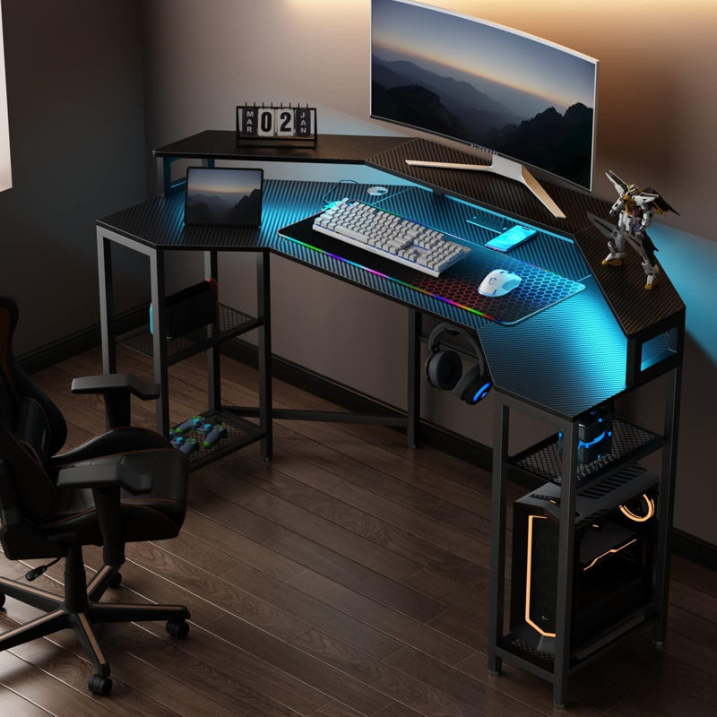 Levania L-Shaped Steel Computer Desk
