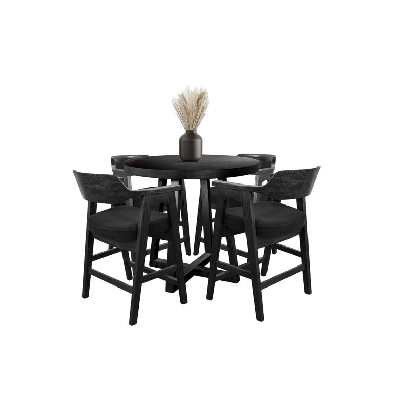 Mia Round Counter Height Dining Set, 5 Pieces: Table, 4 Chairs, 30" H x 44" W x 44" D
