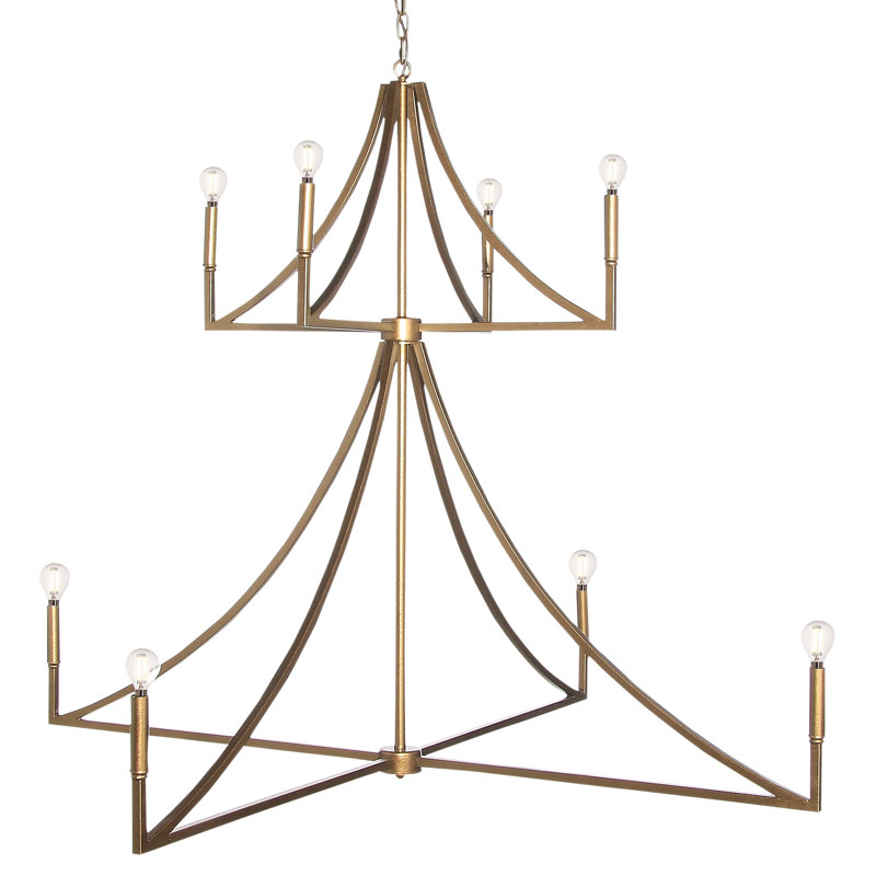 Elite 8 - Light Candle Style Tiered Chandelier, Bronzed Brass