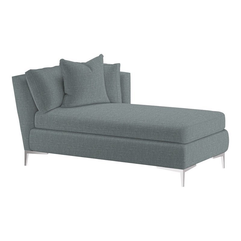 Chaise longue rembourrée Aiden, Orienté à droite, Perigold Montage Glacial, Acier inoxydable poli