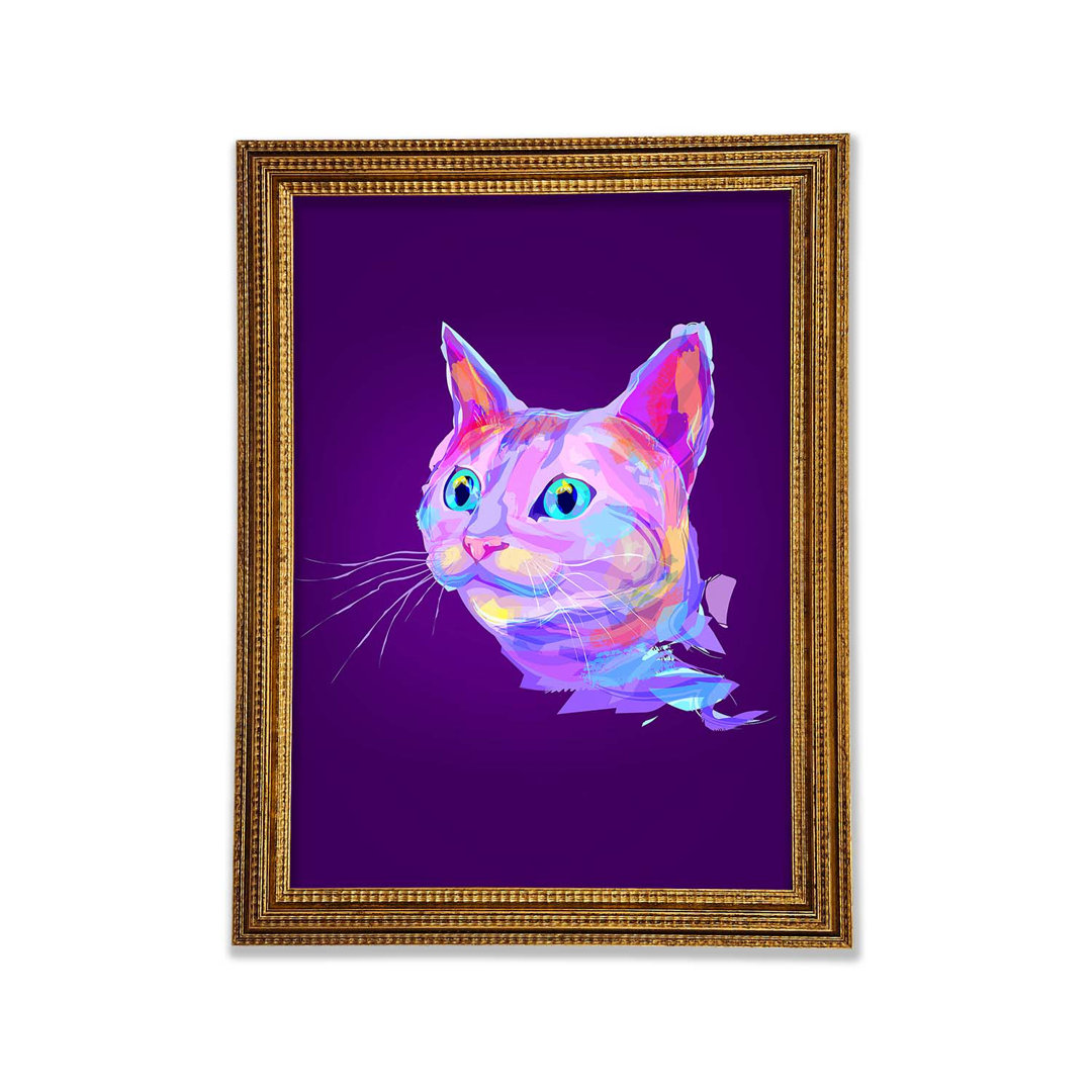 Regenbogenkatze - Einzelner Bilderrahmen Kunstdrucke