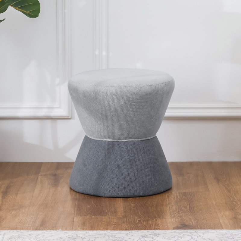 17 Inches Upholstered Ottoman Footrest for Living Room, Blue Polyester