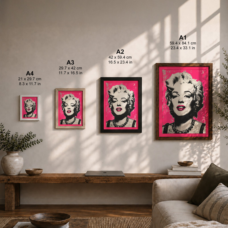 Marilyn Monroe Pop Pop Art - Print, Walnut, A3 - 42.0 x 29.7 cm