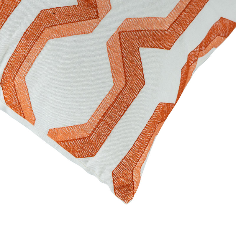 Geometric Cotton Blend Throw Pillow, Coral